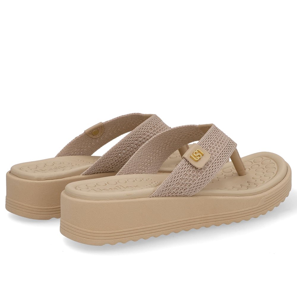 Chinelo Salto Plataforma Tricot Bege Bege 3