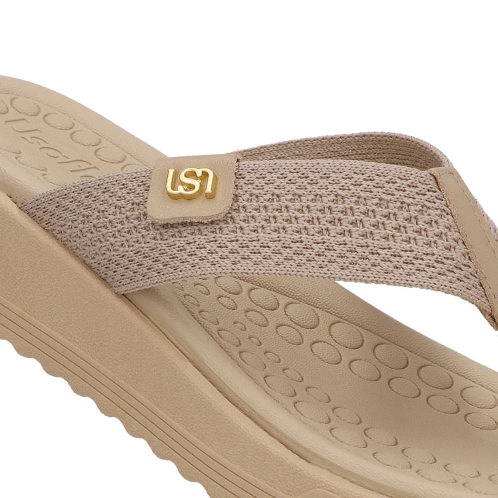 Chinelo Salto Plataforma Tricot Bege Bege 4