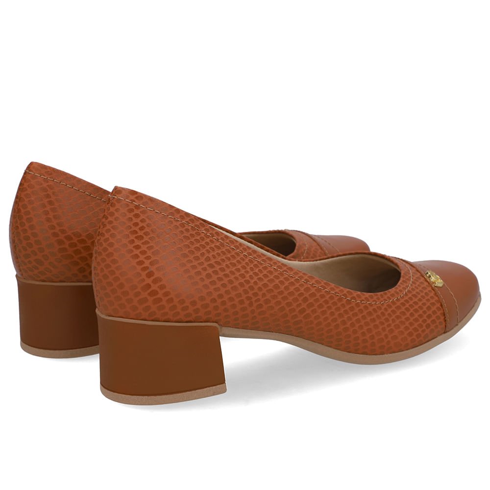 Scarpin Couro Marrom Bico Quadrado Marrom 3