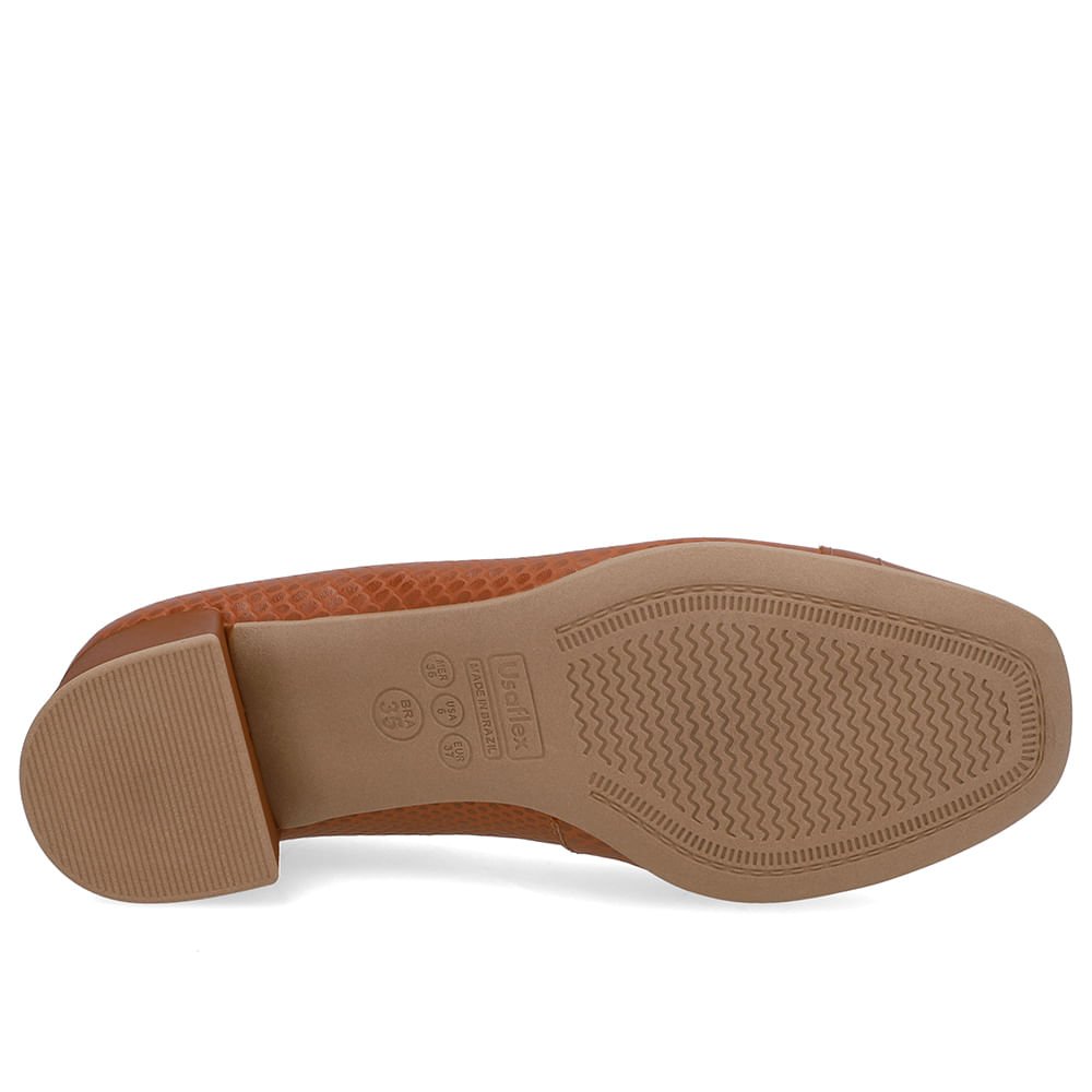 Scarpin Couro Marrom Bico Quadrado Marrom 5