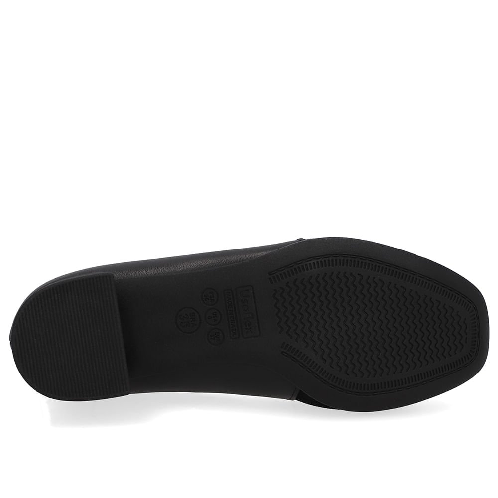 Scarpin Couro Preto Bico Quadrado Tecido Preto 5