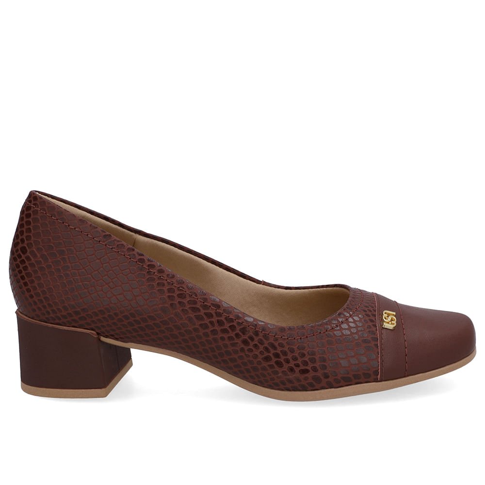 Scarpin Couro Vermelho Bico Quadrado