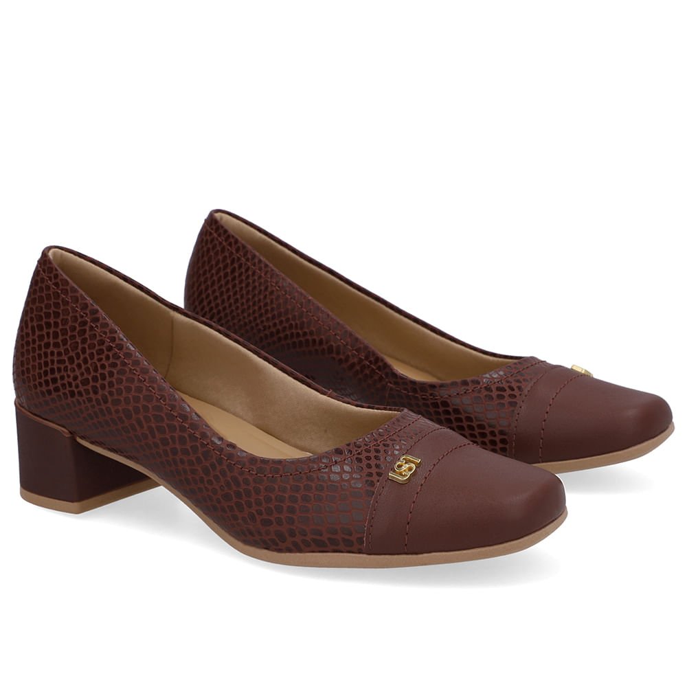 Scarpin Couro Vermelho Bico Quadrado Vermelho 2