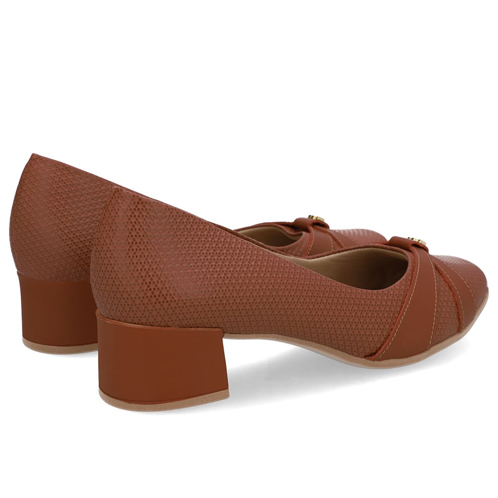 Scarpin Couro Marrom Salto Bloco Marrom 3