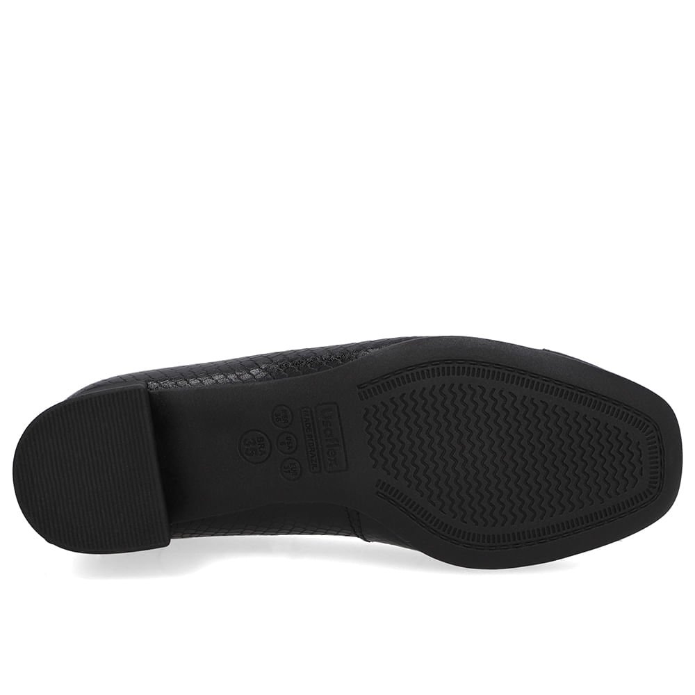 Scarpin Couro Preto Bico Quadrado Preto 5