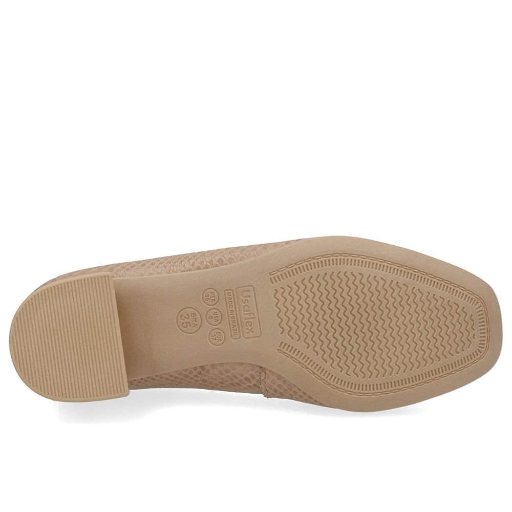 Scarpin Couro Bege Bico Quadrado Bege 5