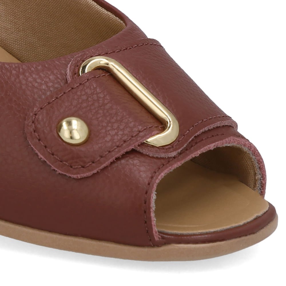 Peep Toe Salto Bloco Vermelho Bico Quadrado Vermelho 4
