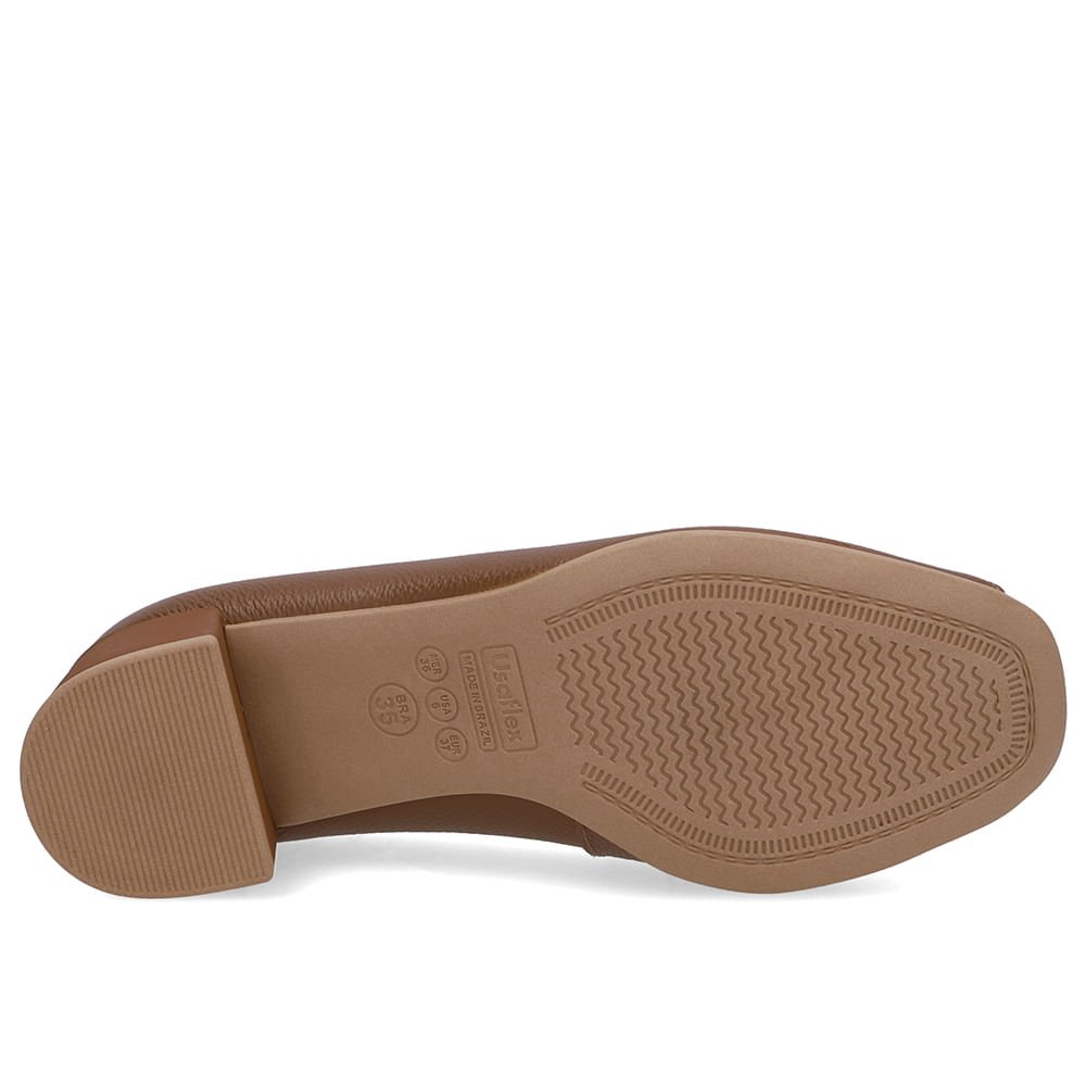 Peep Toe Salto Bloco Marrom Bico Quadrado Marrom 5