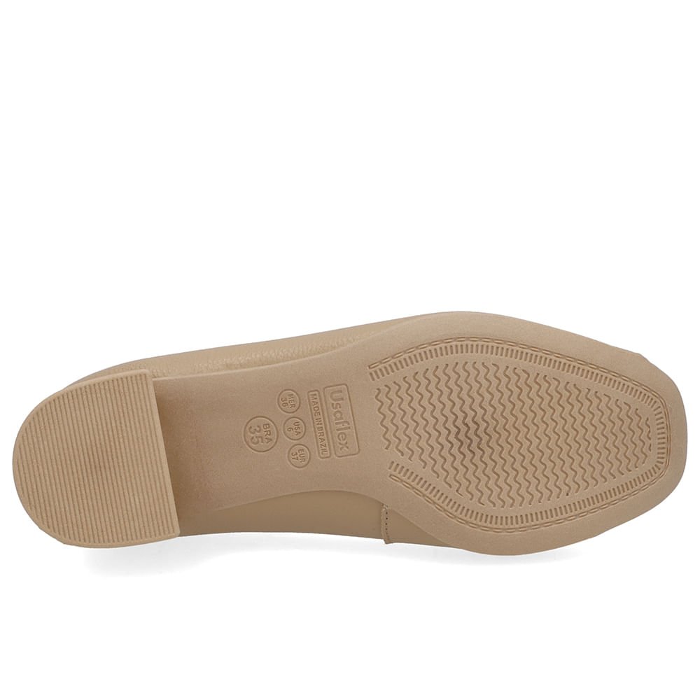 Peep Toe Salto Bloco Bege Bico Quadrado Bege 5