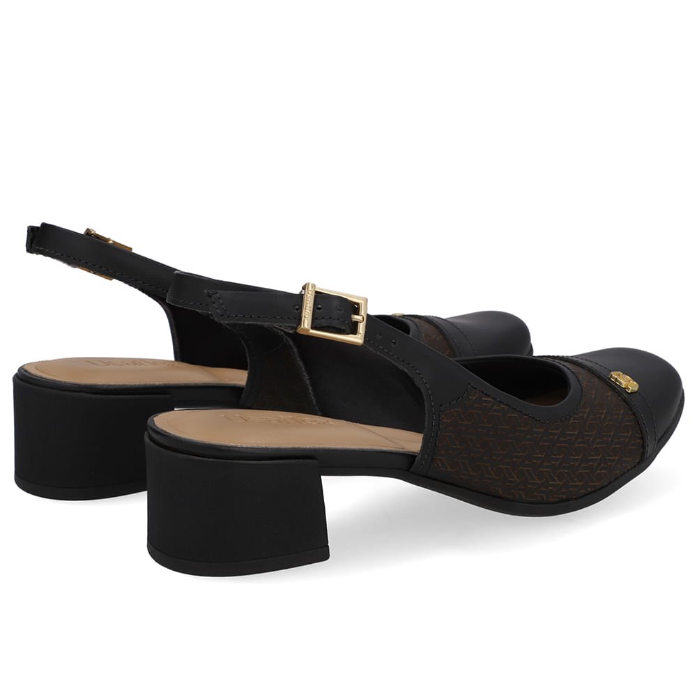 Slingback Preto Couro Laser Preto 3