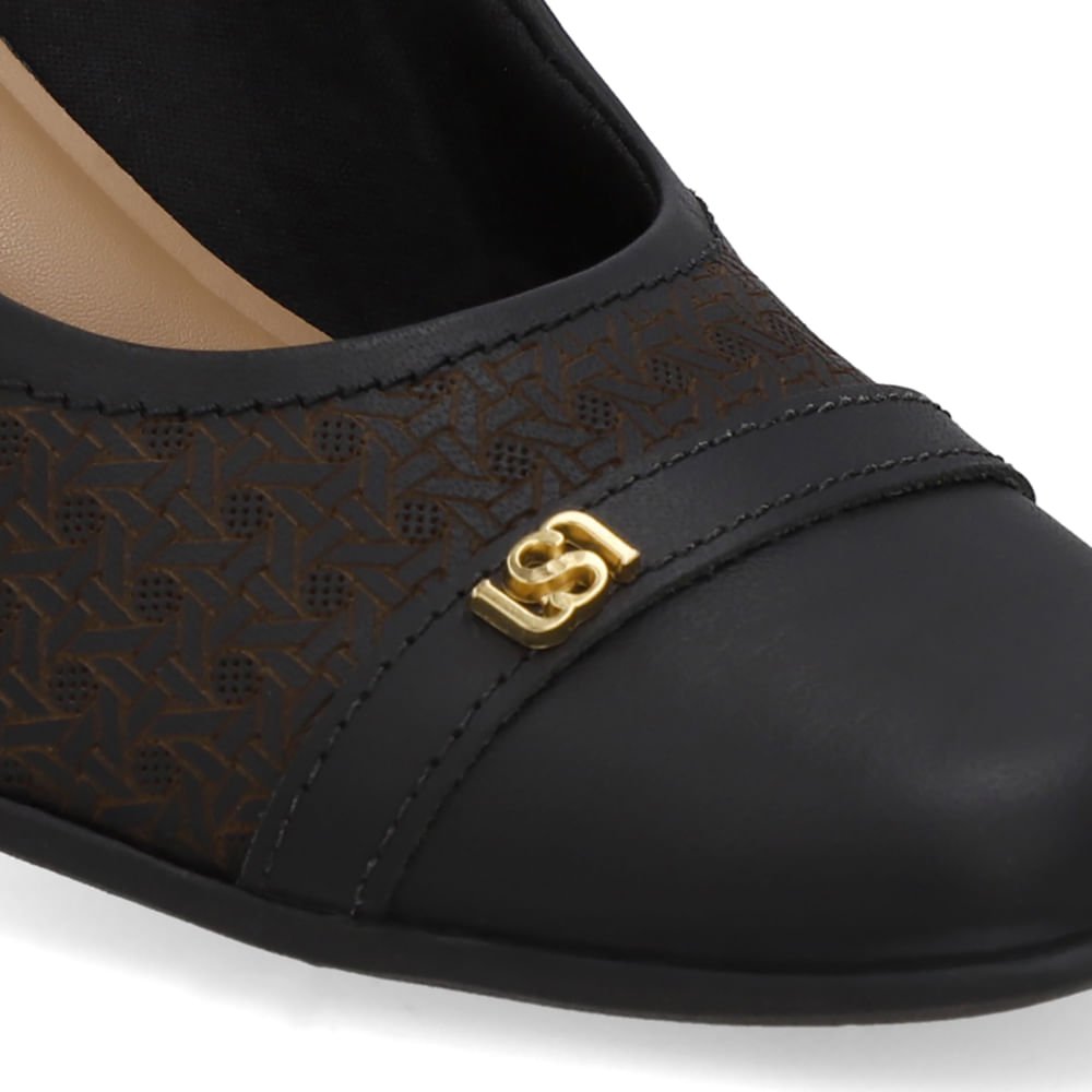 Slingback Preto Couro Laser Preto 4