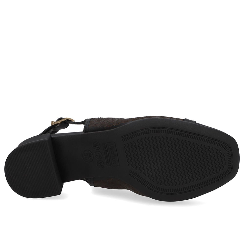 Slingback Preto Couro Laser Preto 5