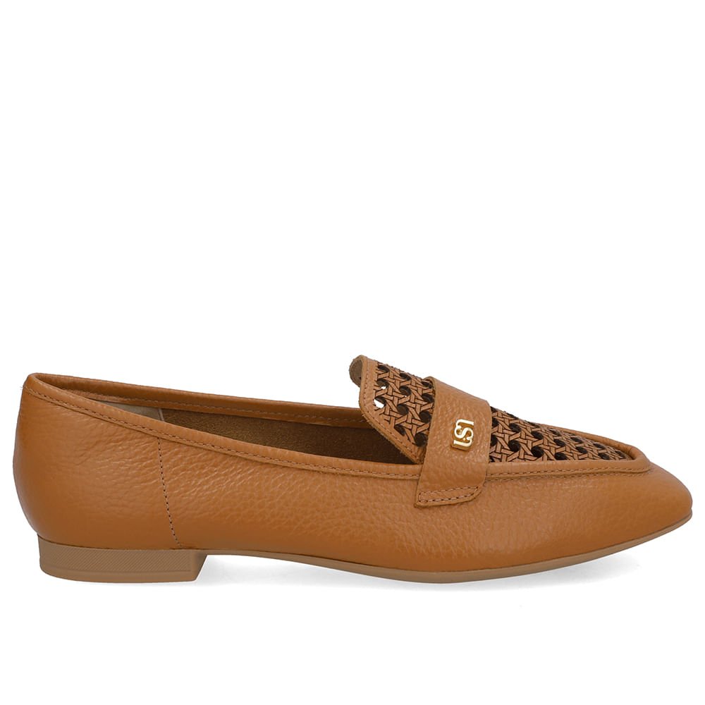 Loafer Couro Marrom Recortes Laser