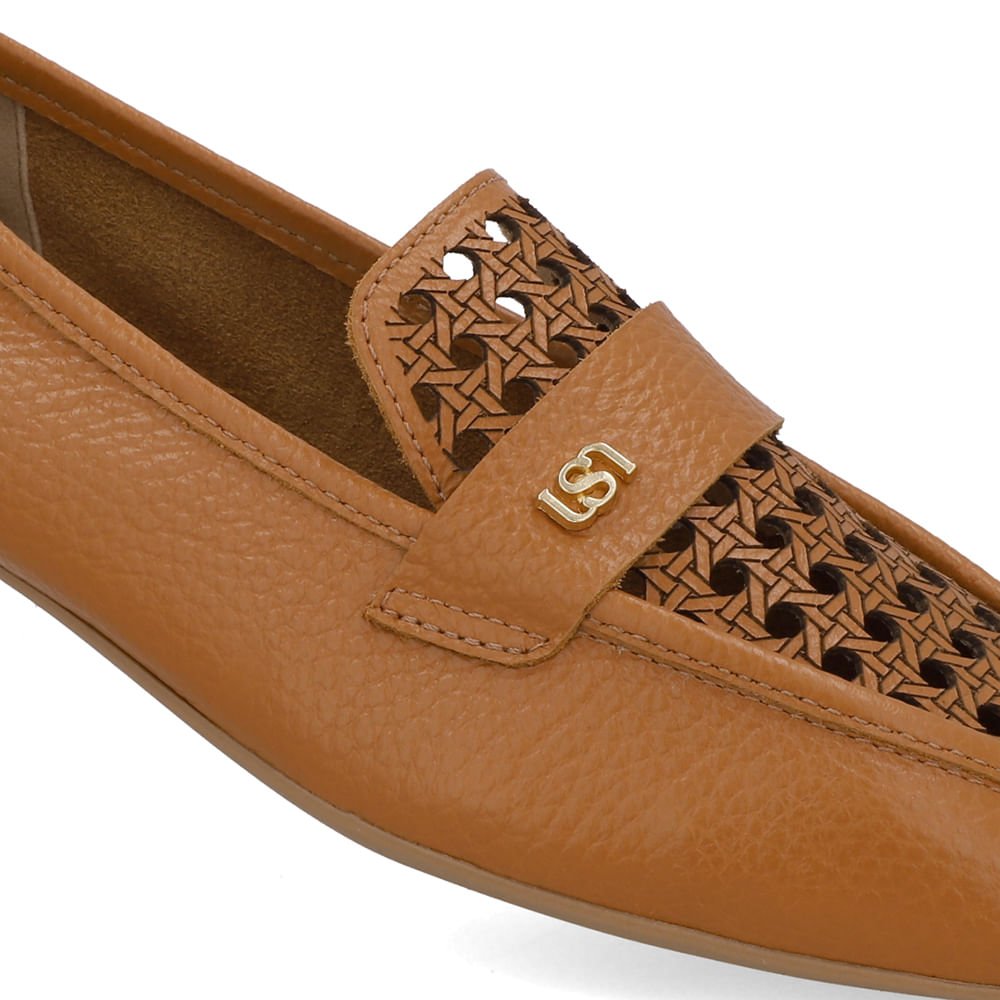 Loafer Couro Marrom Recortes Laser Marrom 4