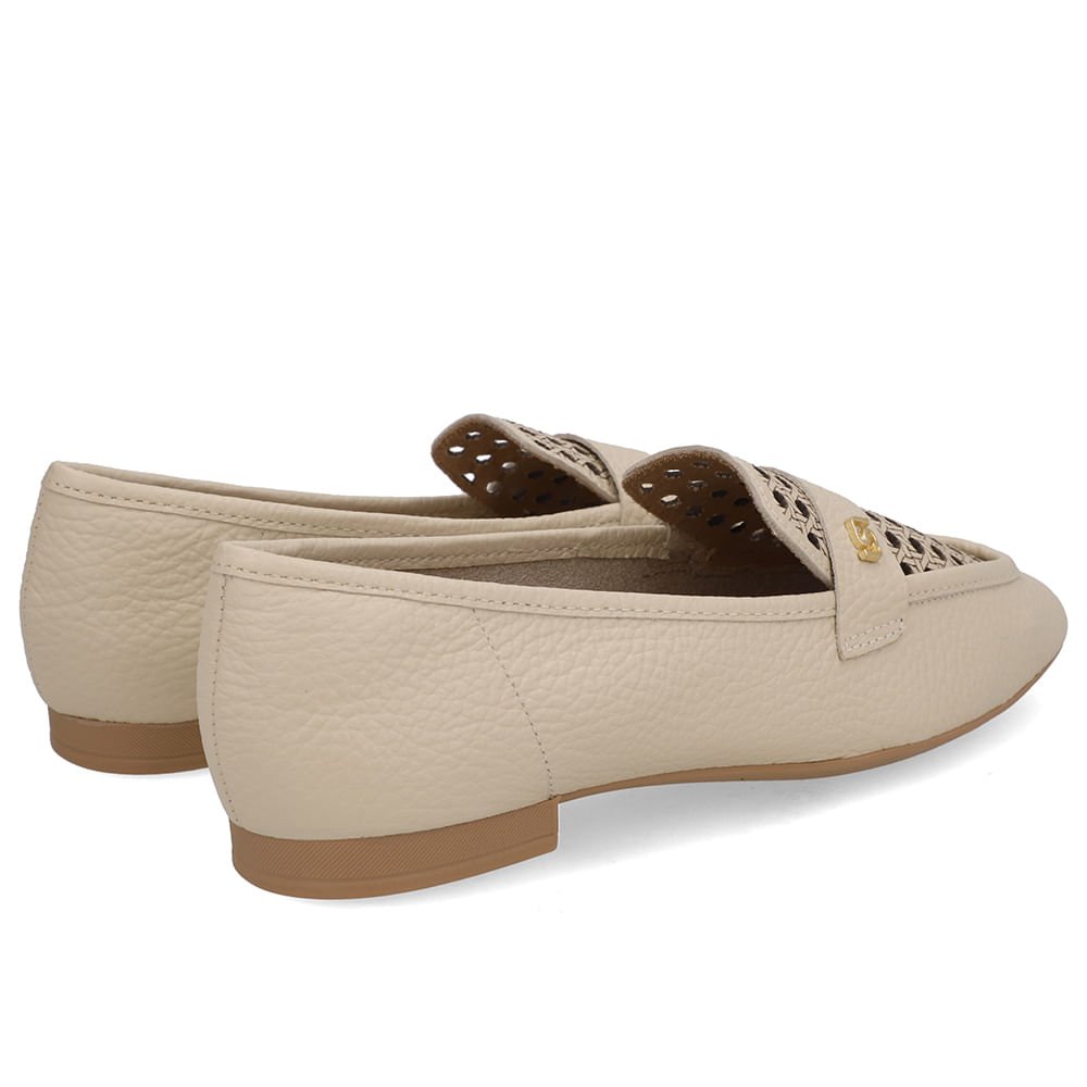 Loafer Couro Bege Recortes Laser Bege 3