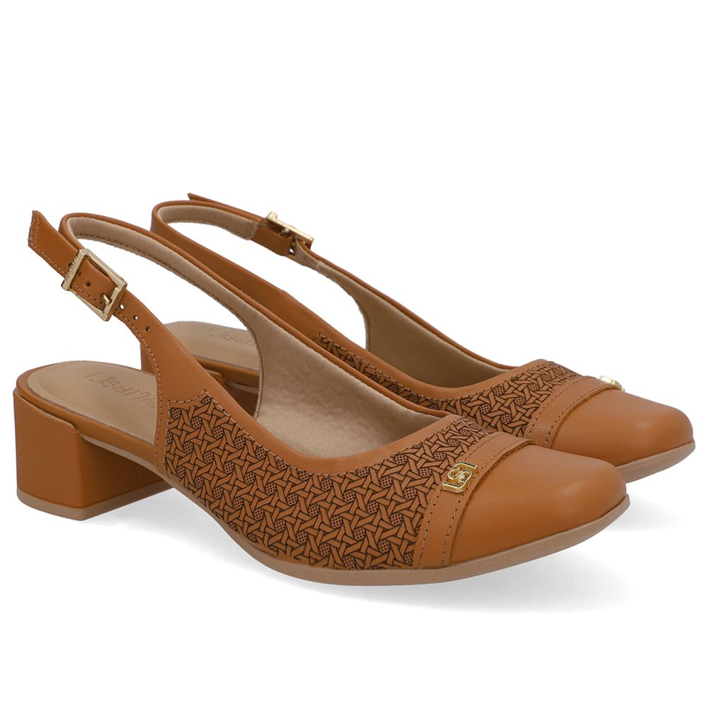 Slingback Marrom Couro Laser Marrom 2