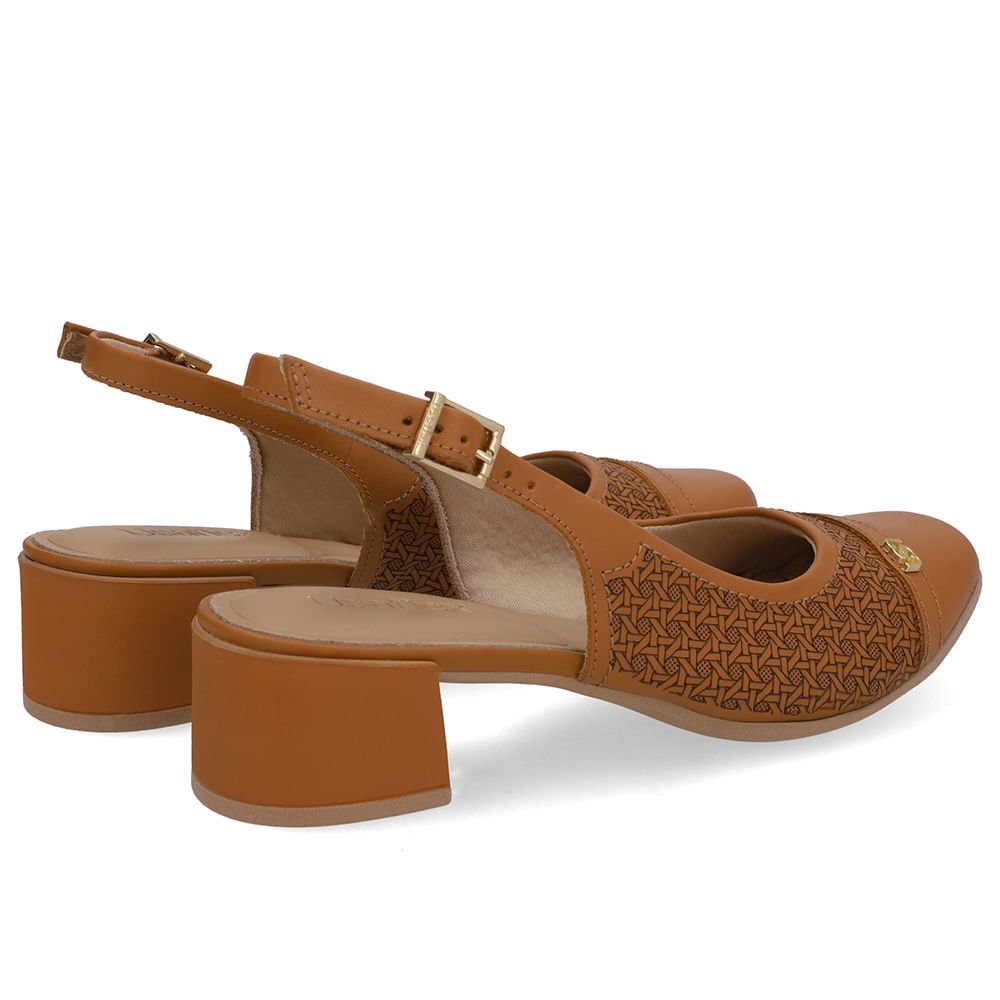 Slingback Marrom Couro Laser Marrom 3