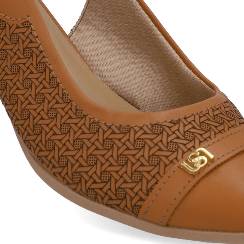 Slingback Marrom Couro Laser Marrom 4