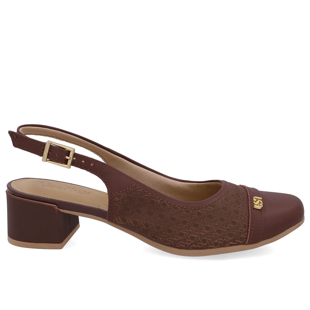 Slingback Vermelho Couro Laser