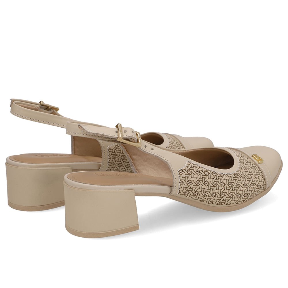 Slingback Bege Couro Laser Bege 3