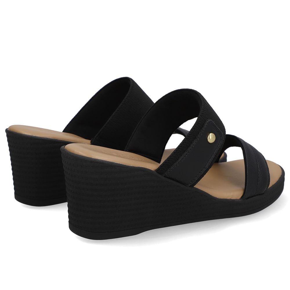 Tamanco Salto Anabela Couro Preto Elástico Preto 3