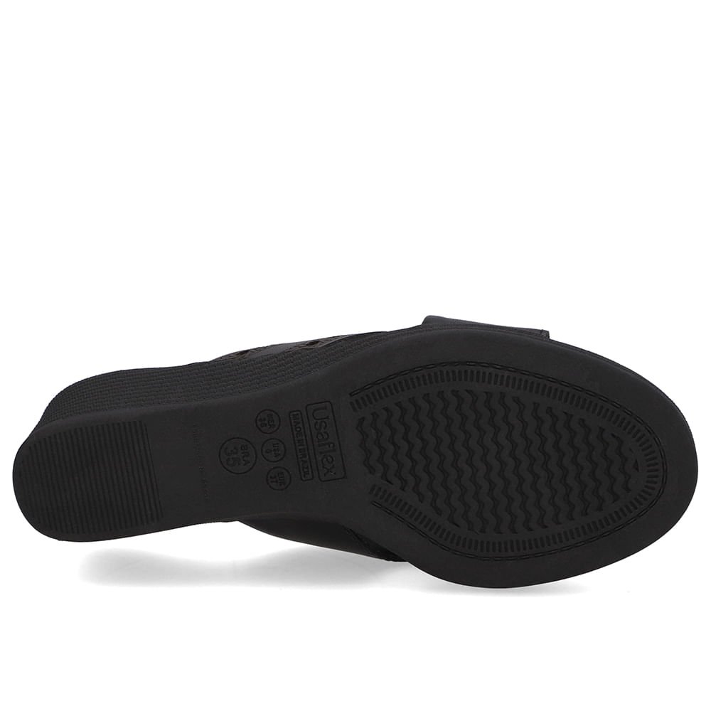 Tamanco Salto Anabela Couro Preto Laser Preto 5