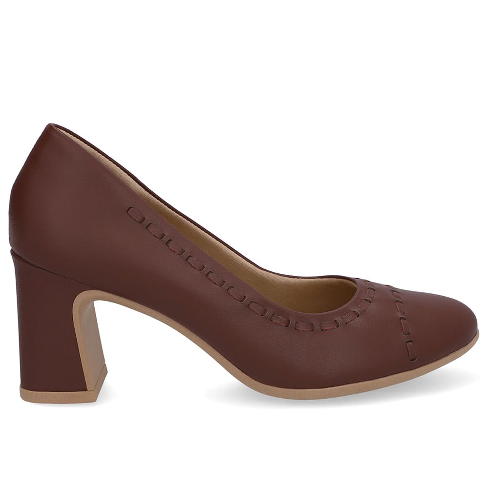 Scarpin Couro Vermelho Pesponto
