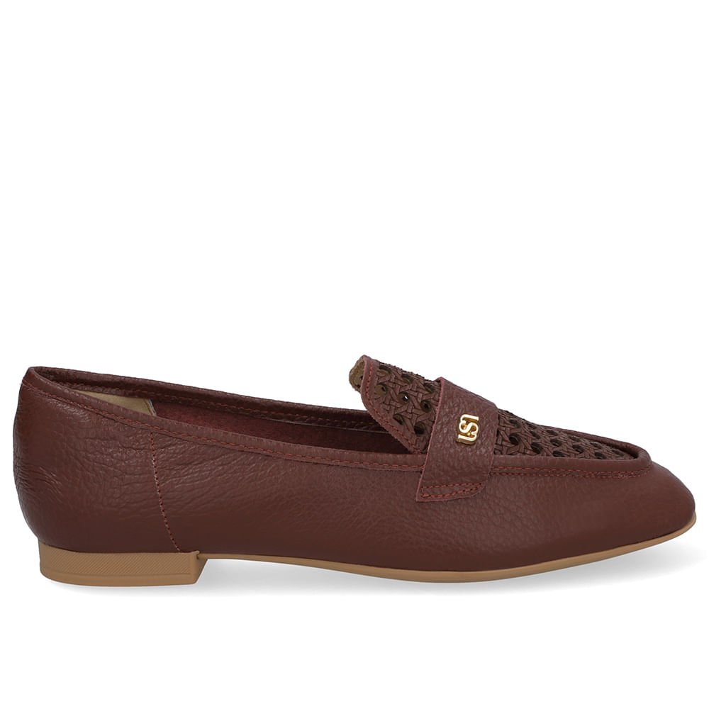 Loafer Couro Vermelho Recortes Laser
