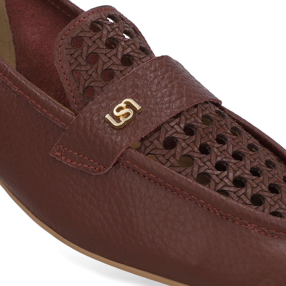 Loafer Couro Vermelho Recortes Laser Vermelho 4