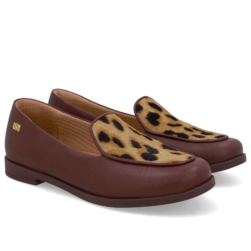 Loafer Couro Marrom Pinhão Detalhe Pelo Marrom 2