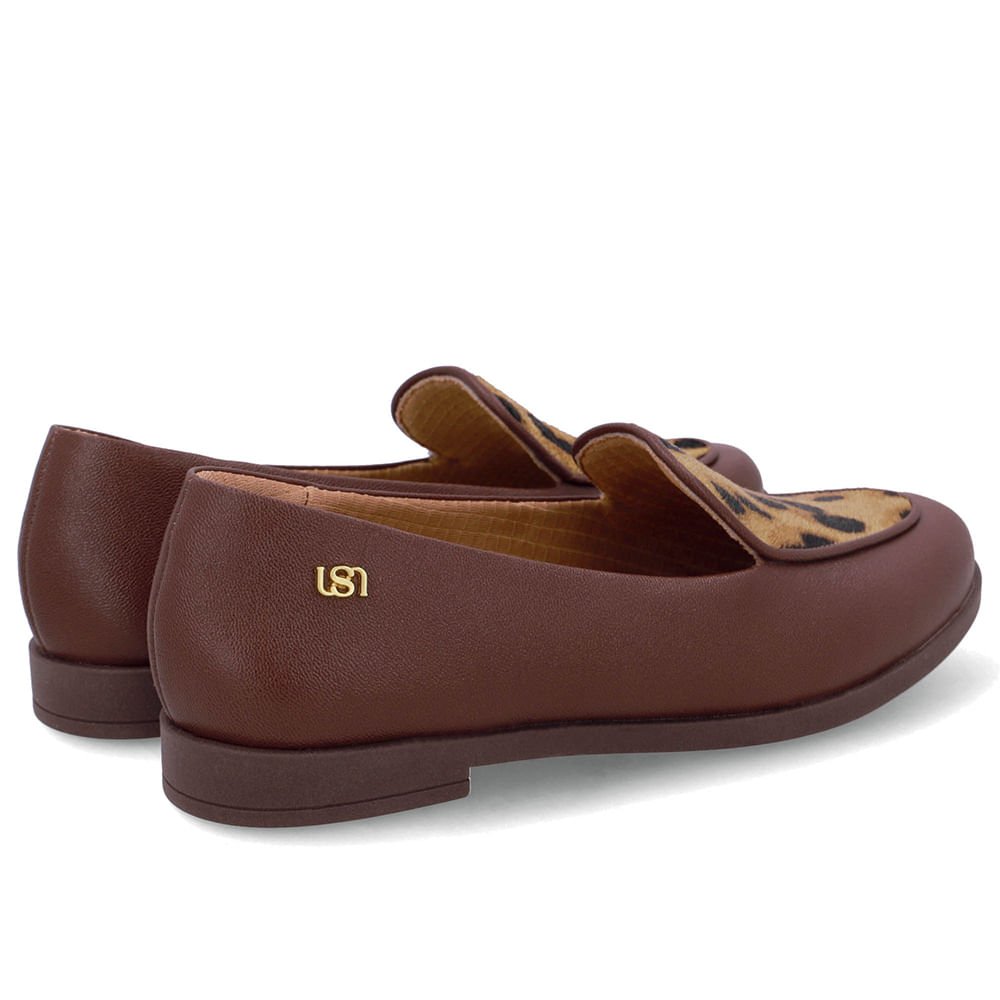 Loafer Couro Marrom Pinhão Detalhe Pelo Marrom 3