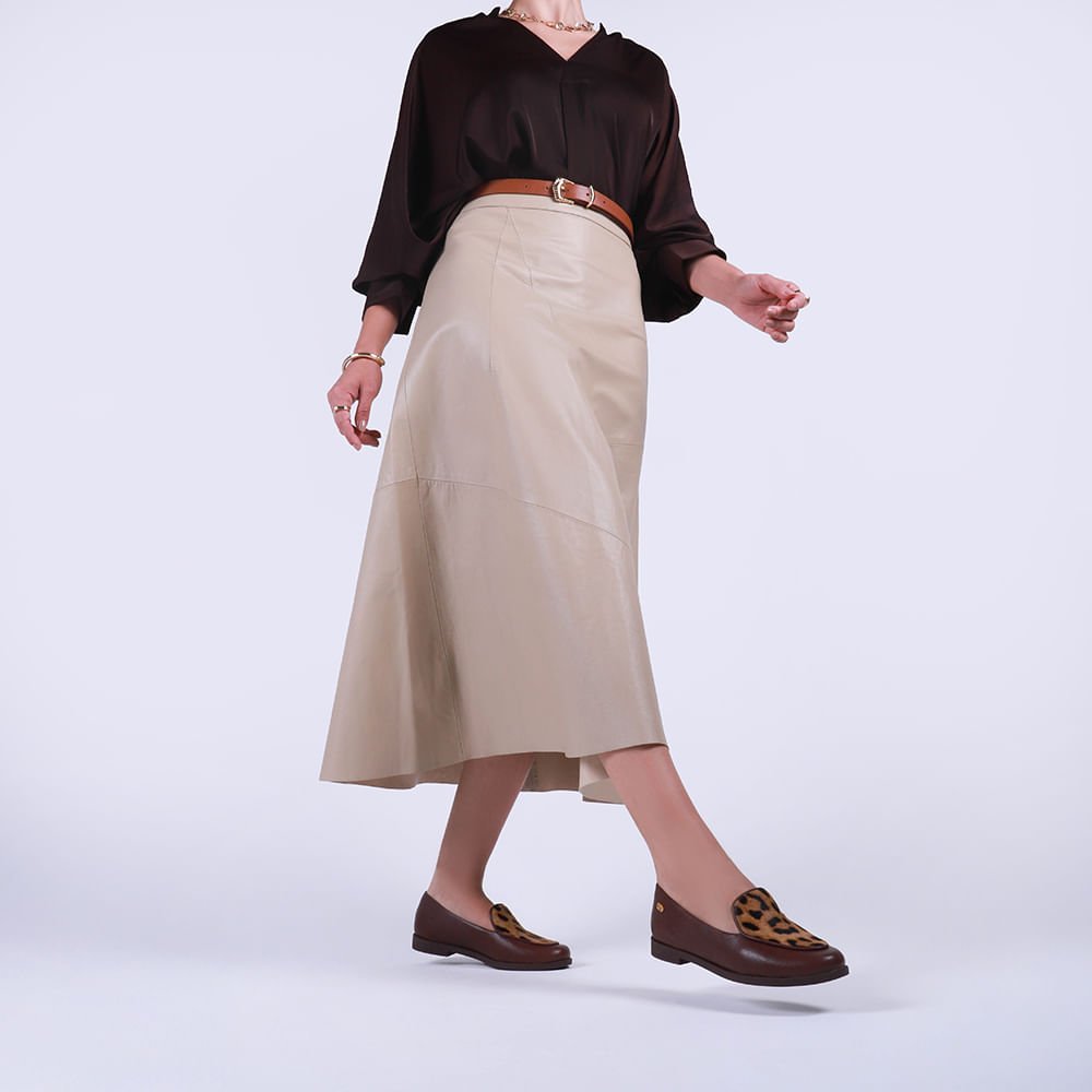 Loafer Couro Marrom Pinhão Detalhe Pelo Marrom 4