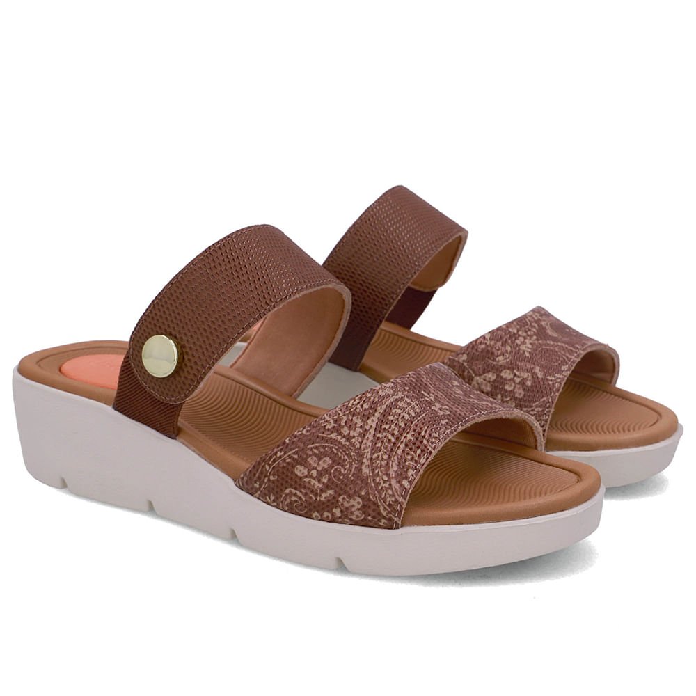 Tamanco Marrom Couro Bico Redondo Boho Marrom 2