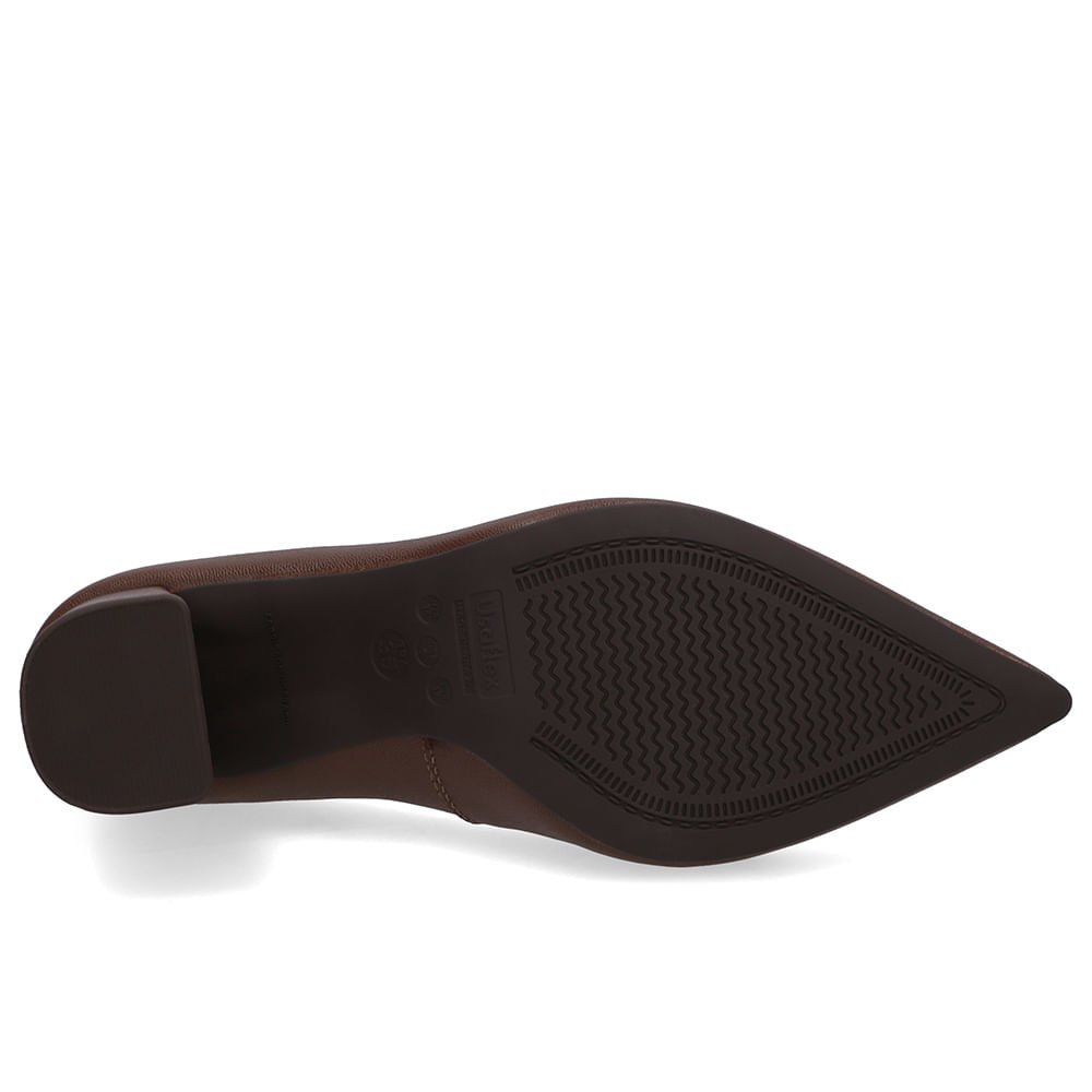 Scarpin Marrom Salto Bloco Couro Bico Fino Marrom 5