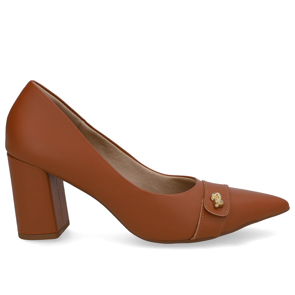 Scarpin Marrom Couro Enfeite Nó