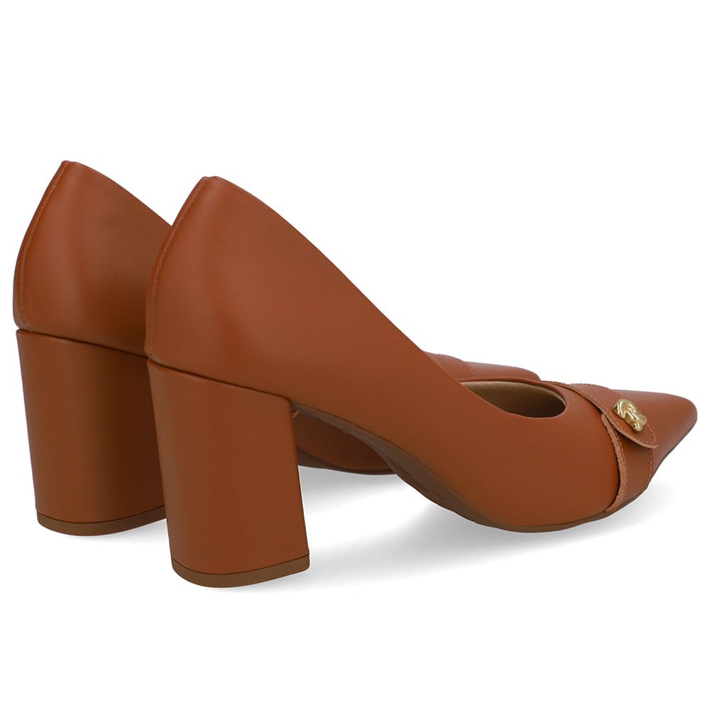 Scarpin Marrom Couro Enfeite Nó Marrom 3