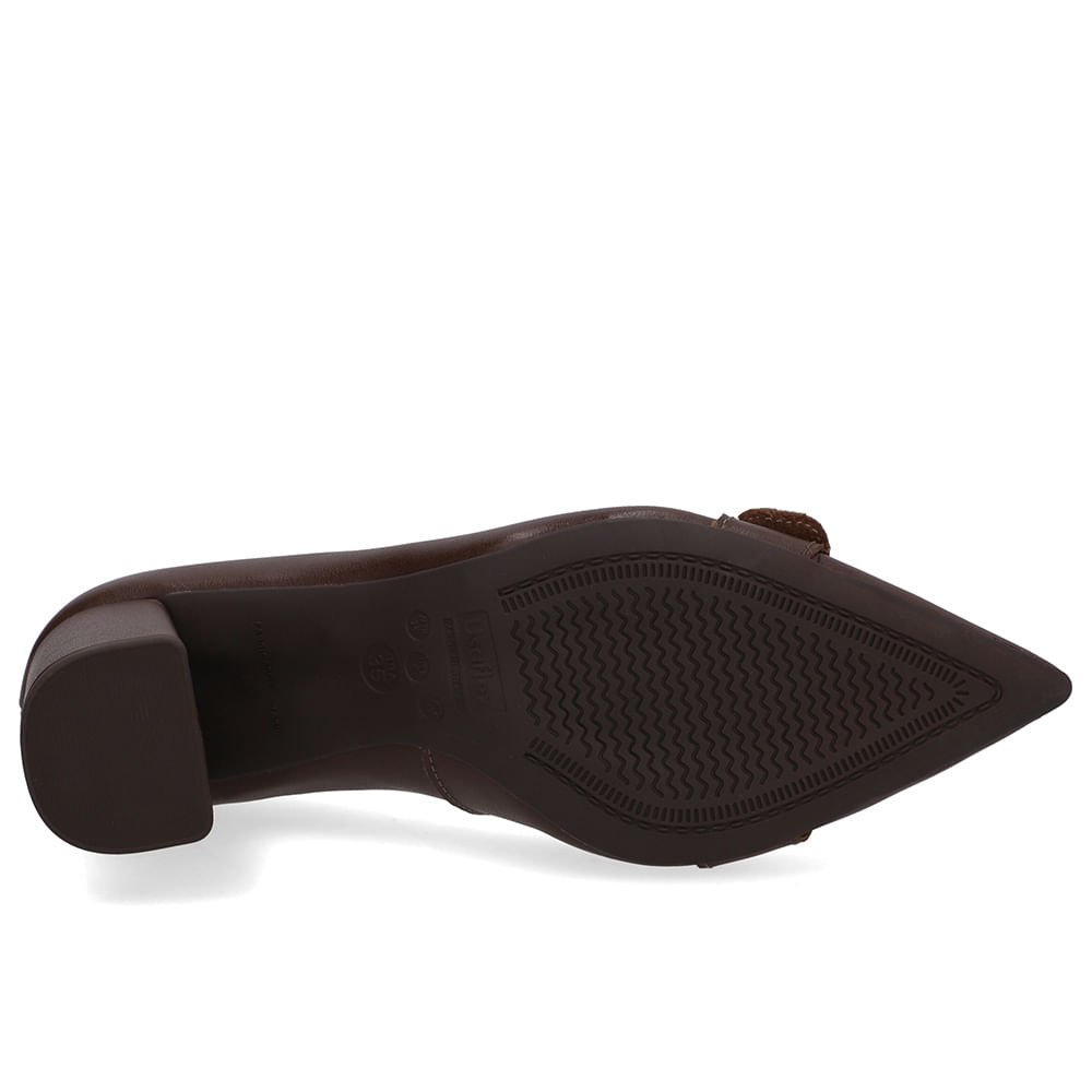 Scarpin Marrom Pinhão Couro Enfeite Nó Marrom 5