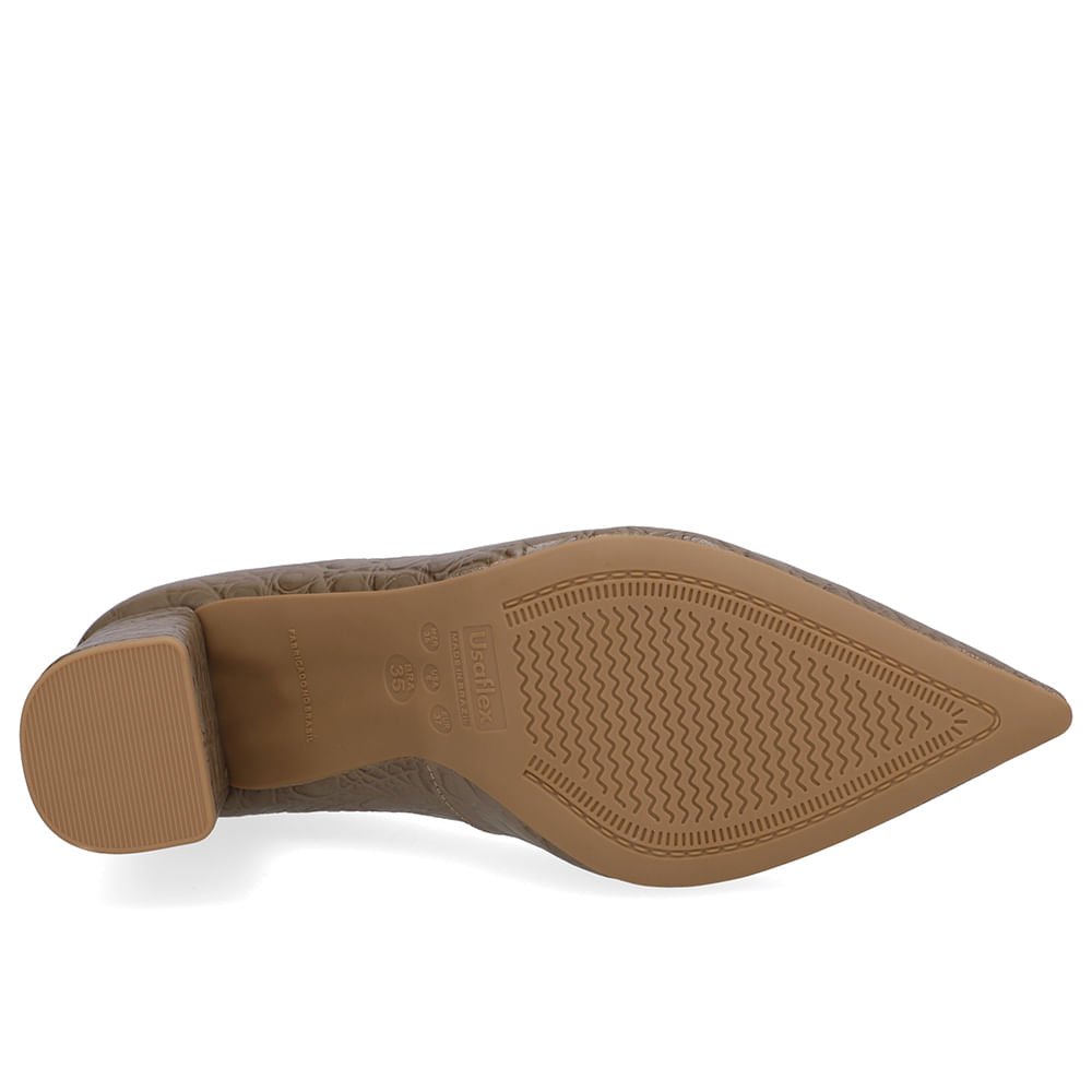 Scarpin Marrom Couro Croco Bico Fino Marrom 5
