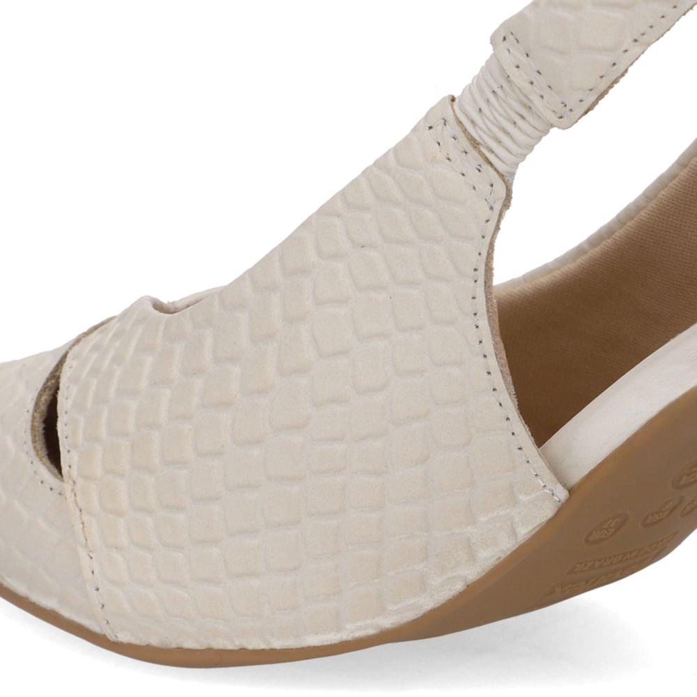 Slingback Branco Marfim Couro Bico Fino Branco 4