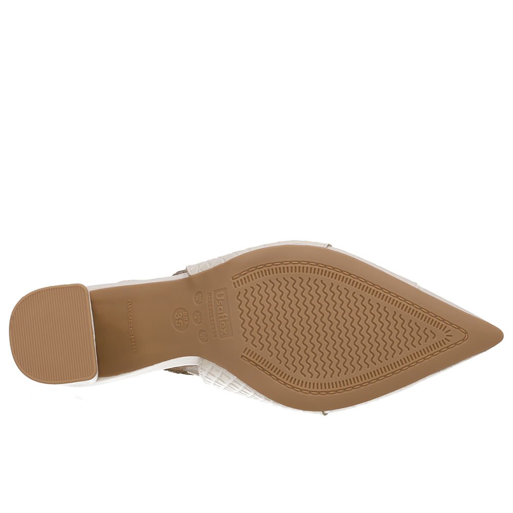 Slingback Branco Marfim Couro Bico Fino Branco 5