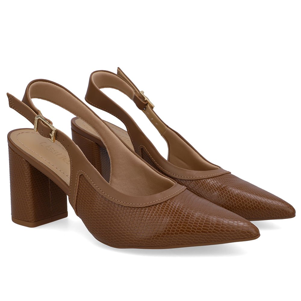 Slingback Marrom Couro Bico Fino Marrom 2