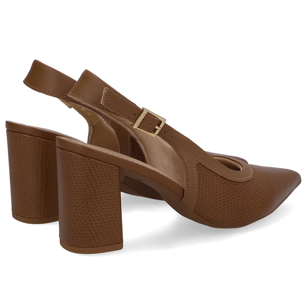 Slingback Marrom Couro Bico Fino Marrom 3
