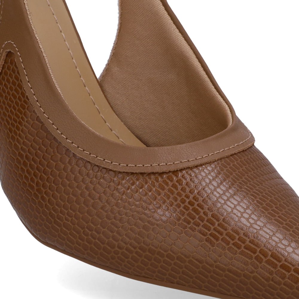Slingback Marrom Couro Bico Fino Marrom 4
