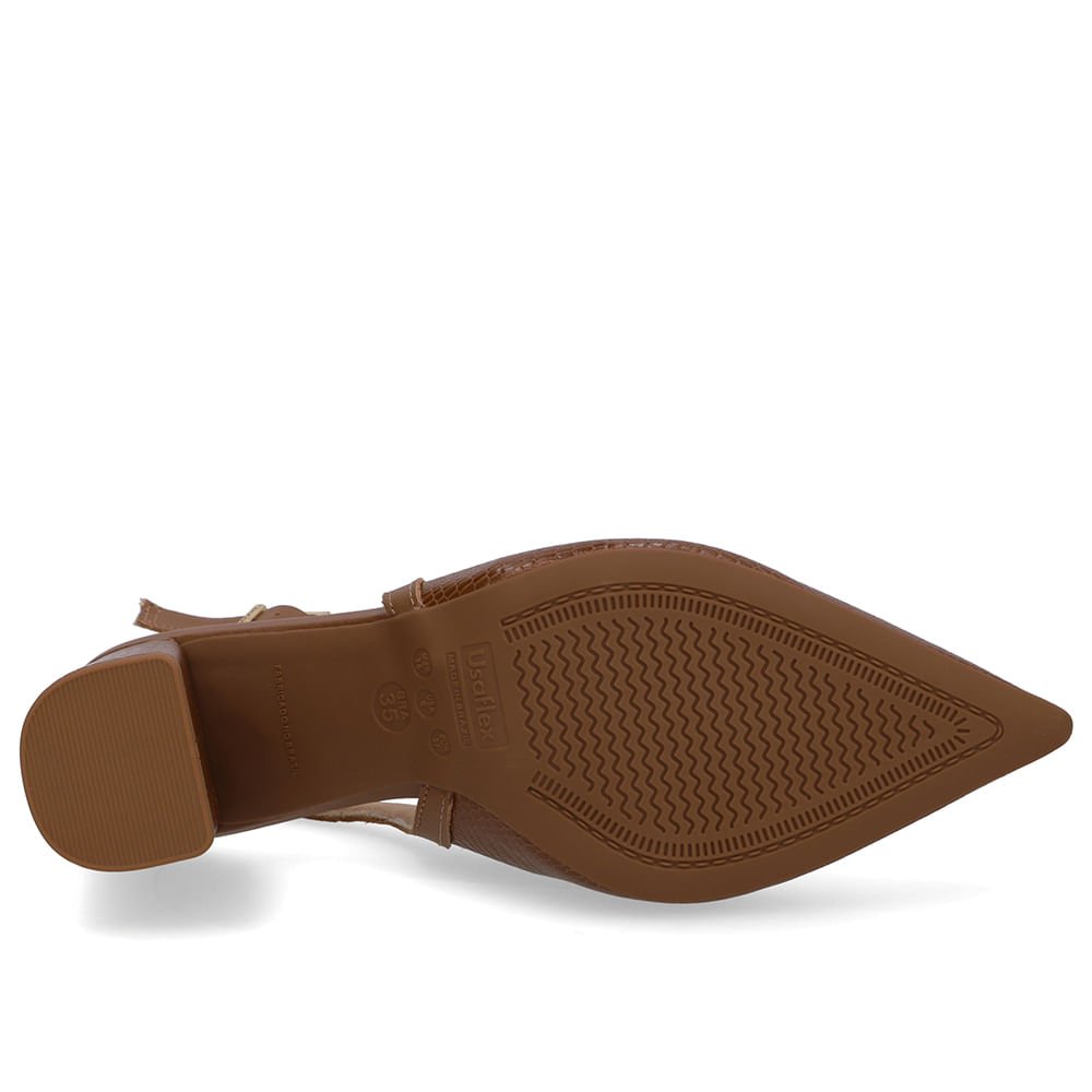 Slingback Marrom Couro Bico Fino Marrom 5
