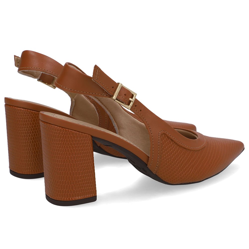 Slingback Marrom Couro Bico Fino Marrom 3