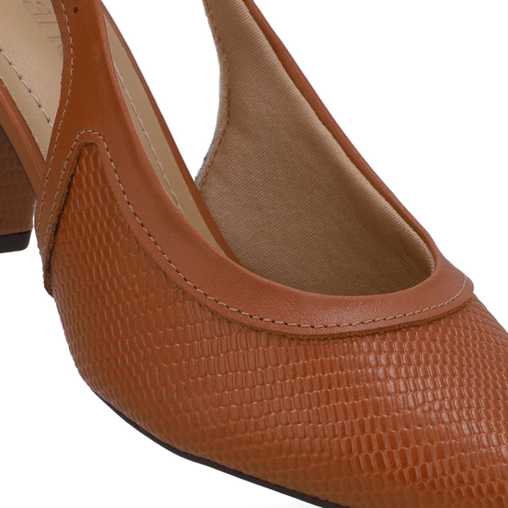 Slingback Marrom Couro Bico Fino Marrom 4