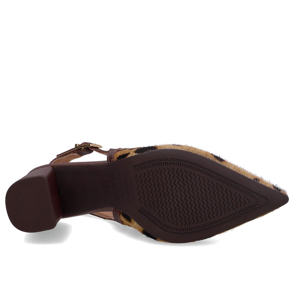 Slingback Pelo Onça Couro Bico Fino Animal Print 5