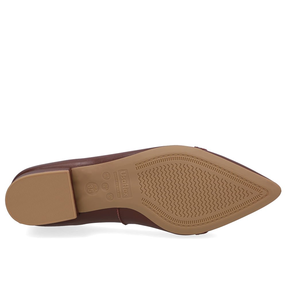 Scarpin Vermelho Bico Fino Enfeite Top Marrom 5