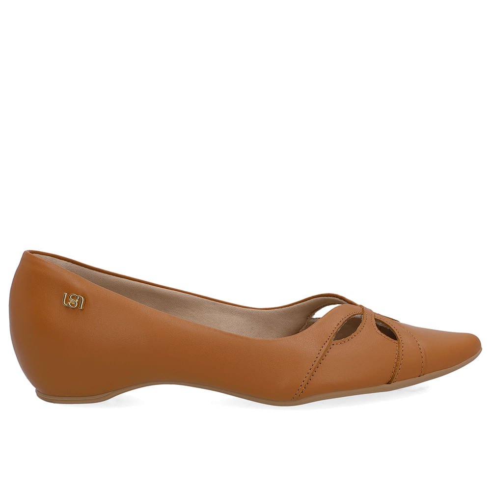 Sapatilha Marrom Couro Recortes