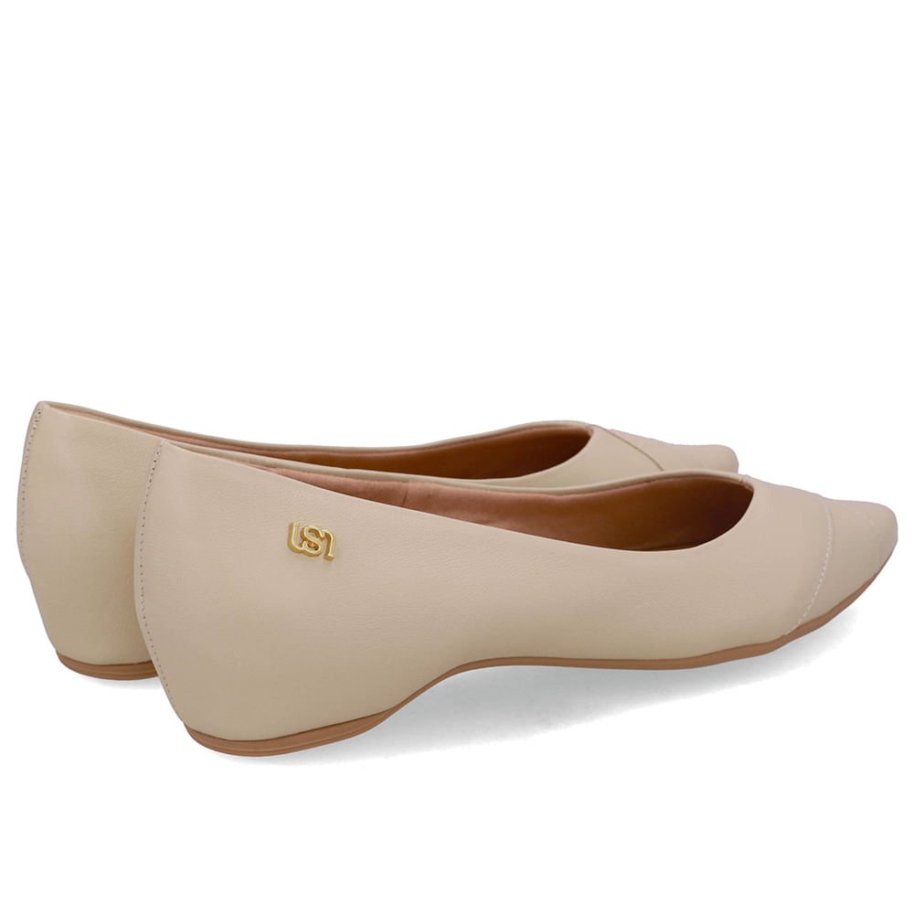 Sapatilha Bege Couro Salto Embutido Bege 3